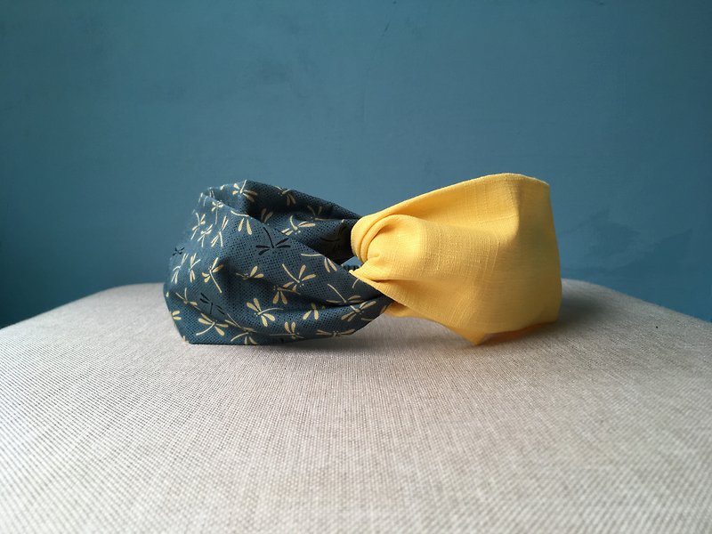 Shuangpin headband / yellow dragonfly / Japanese - Headbands - Cotton & Hemp Yellow
