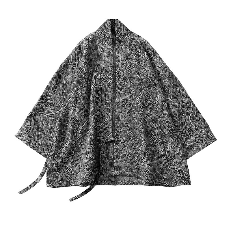 【ブラックに包まれた沈海柄】オリジナル手作り日本製改良羽根織ジャケット - アウター メンズ - コットン・麻 