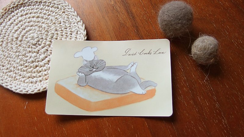 插畫貓咪-悠遊卡貼紙 C-慵懶大衛吐司 - 貼紙 - 防水材質 橘色