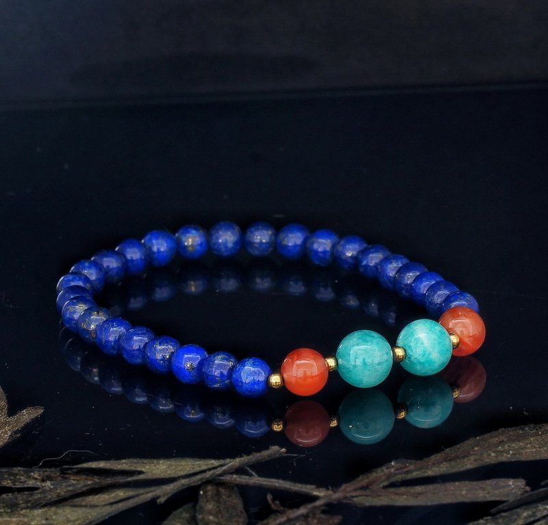 Lapis 6mm Bracelet - สร้อยข้อมือ - เครื่องเพชรพลอย 