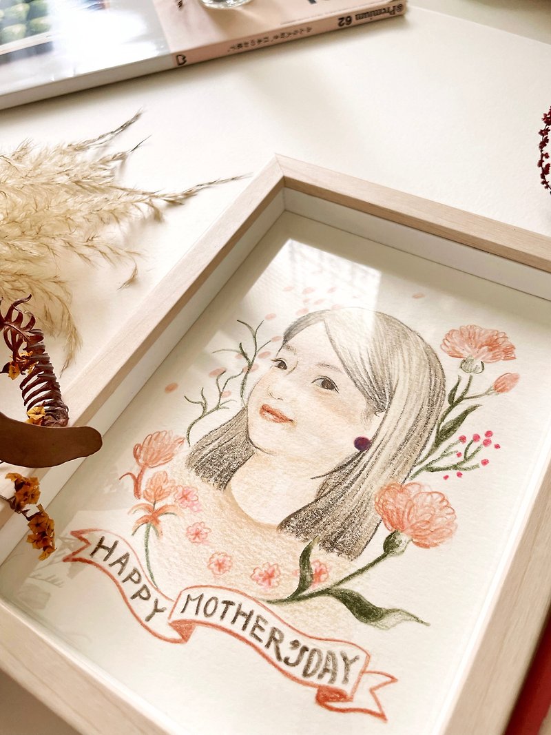 【Chuyun H.】Mother's Day forest-like painting/Mother's Day gift/additional picture frame/custom portrait painting - ภาพวาดบุคคล - กระดาษ ขาว