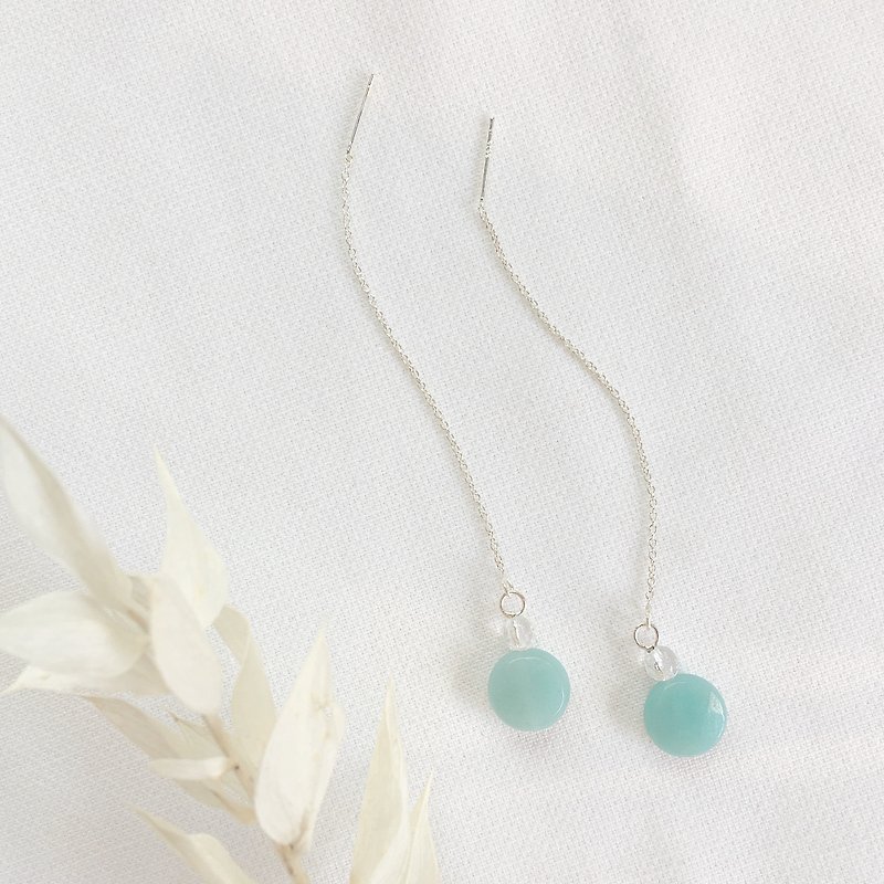Tiffany waltz S925 sterling silver earrings natural stone earrings electroless anti-allergy attached silver polishing cloth - ต่างหู - เครื่องเพชรพลอย สีน้ำเงิน