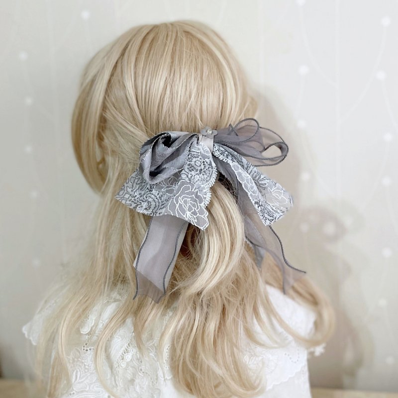 French lace fairy clip shark clip banana clip spring clip hair fork hair ring side clip grab clip - เครื่องประดับผม - วัสดุอื่นๆ สีเทา