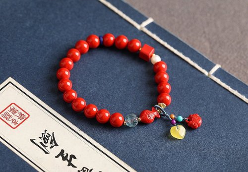 水墨 天然原礦硃砂精品紅砂單圈手鏈硃砂含量高達95以上