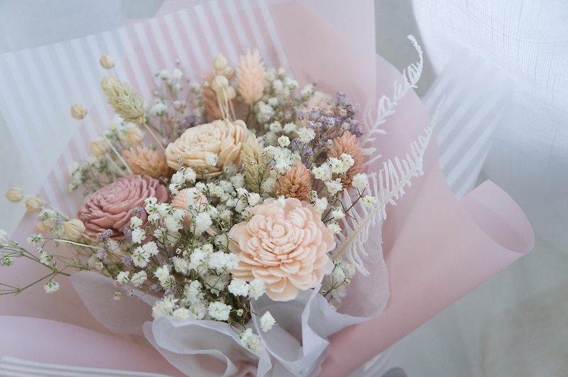【訂製】粉色系香氛乾燥花束 - 可選香味 - 乾花/永生花 - 植物．花 粉紅色