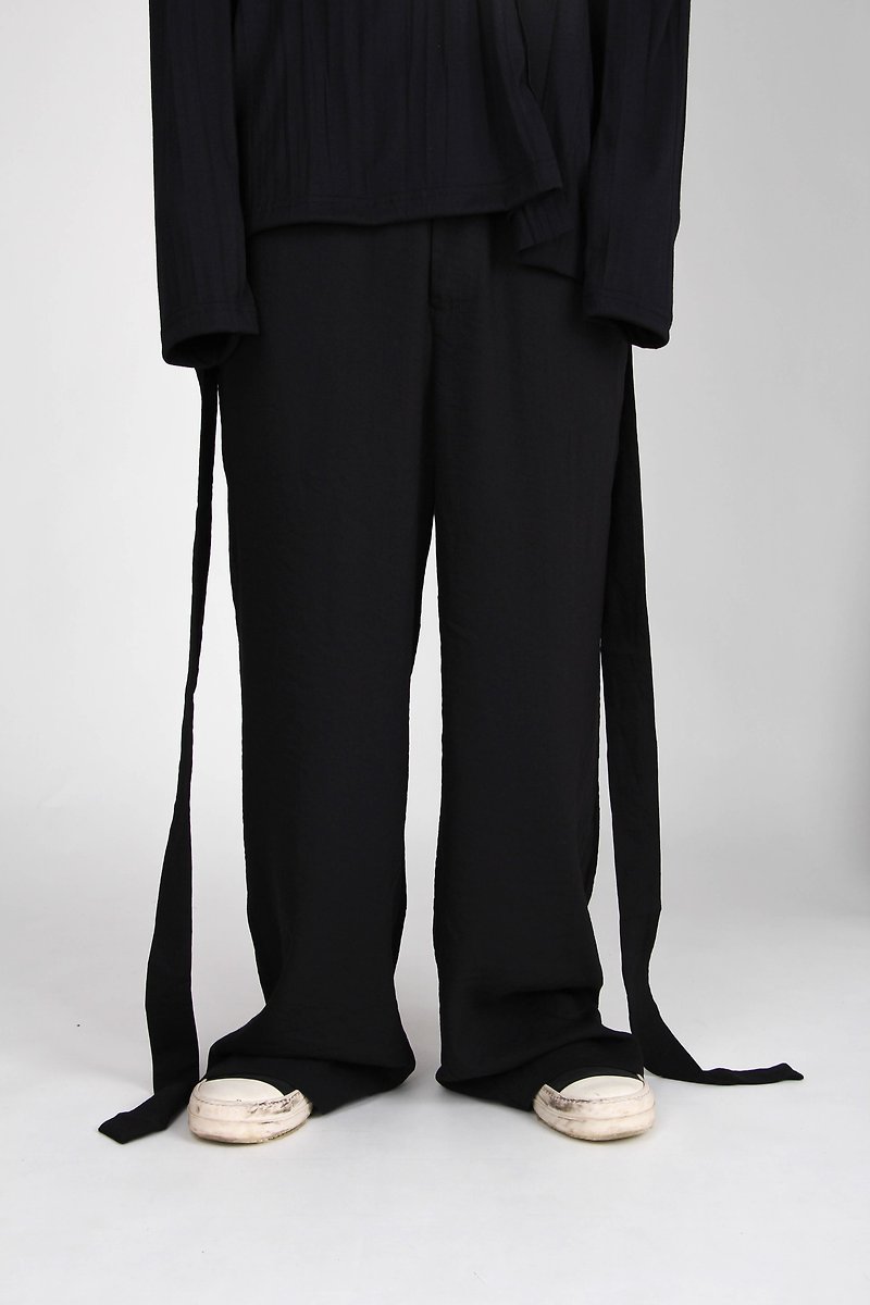 Puja Pants - กางเกงขายาว - ผ้าฝ้าย/ผ้าลินิน สีดำ