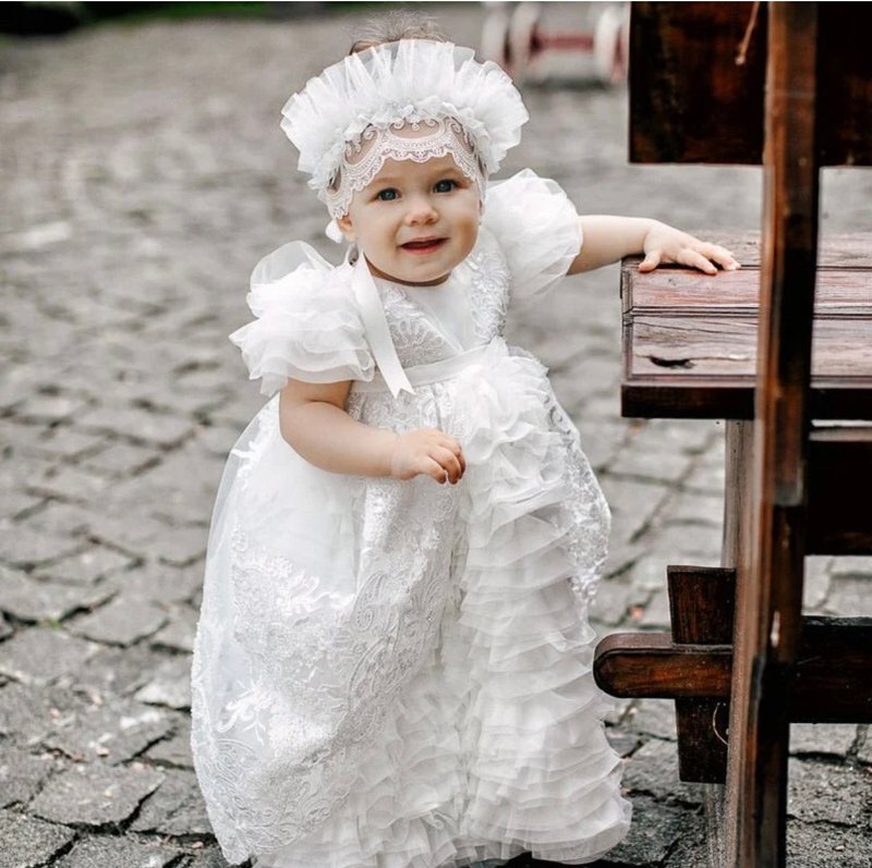 Ivory outfit: dress, headband, shoes, blanket, candles decorations,bag for curly - 男/女童禮服 - 其他材質 