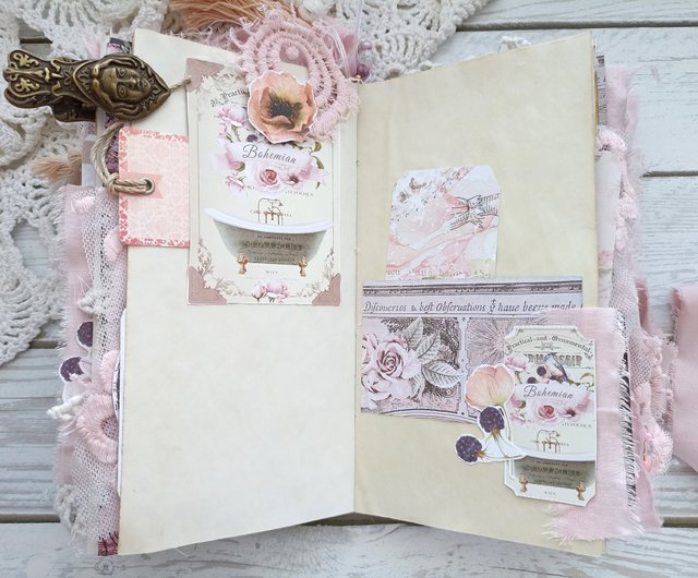 レースローズガーデンジャンクジャーナル手作りロマンチックな私室