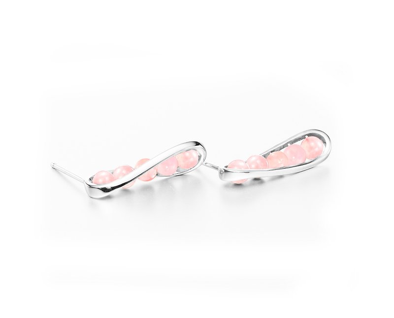 Rose Quartz Gold Bar Earrings in 14k Gold, Minimalist Pink Gemstone Earrings - Earrings & Clip-ons - Precious Metals Pink