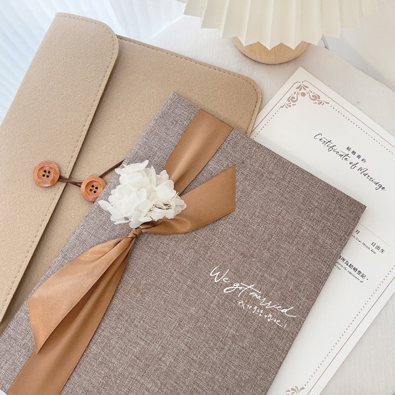 永生花結婚書約套組│戶政事務所可用│靜謐灰棕│結婚書約 - 結婚證書 - 其他材質 