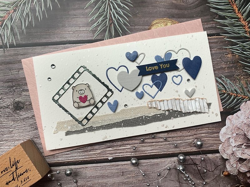 Blessing Card/Heart Card/Mother's Day Card_Love You - การ์ด/โปสการ์ด - กระดาษ สีน้ำเงิน