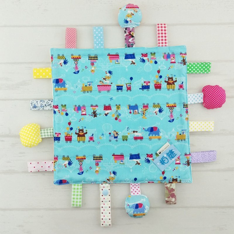 Circus animals are available in -9 models. Cotton ball X cotton cloth label paper comforting towel (free embroidered name) - Baby Gift Sets - Cotton & Hemp Blue