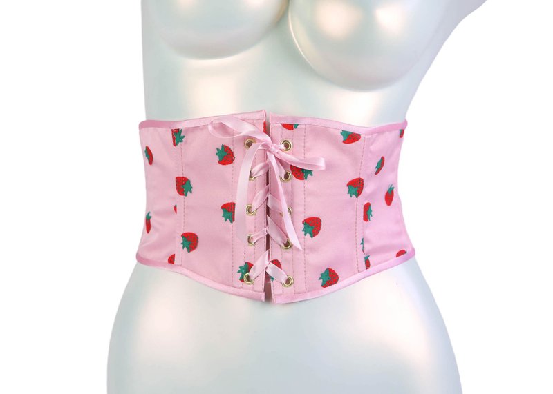 Strawberry Corset - 女內衣褲 - 其他材質 粉紅色
