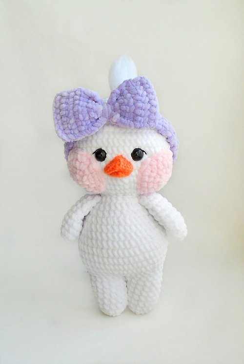 AnnaToyss Crochet plush duck Stuffed white duck Crochet animals Lalafanfan duck
