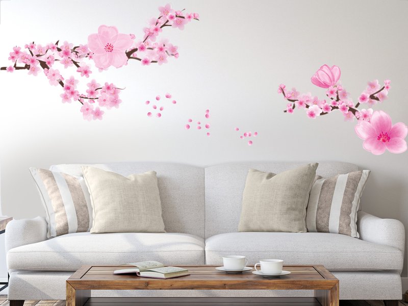 QuickFilm Static-Stay Mythical Garden Collection - Love Sakura Set (Limited Col - Wall Décor - Plastic Pink