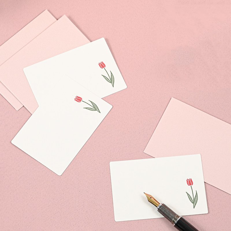 mois et fleurs moon and flowers mini card set (3 in)-tulip - การ์ด/โปสการ์ด - กระดาษ 