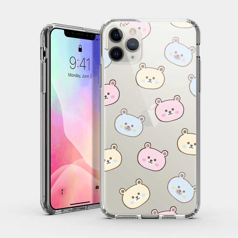 Birthday gift recommendation pink bear head IPHONE impact resistant protective shell cute animal phone case CH074 - Phone Cases - Plastic Transparent