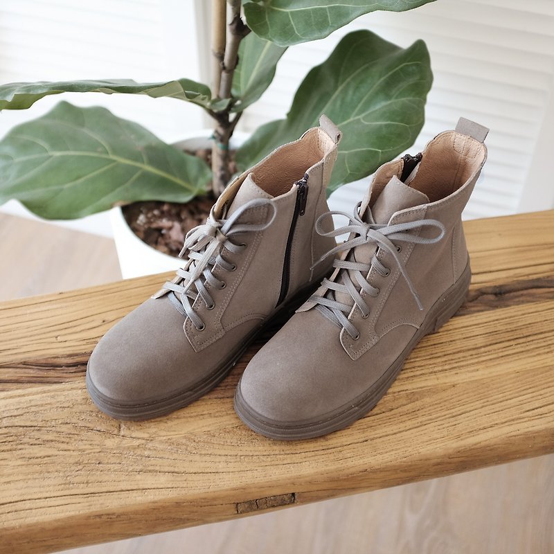 3M waterproof functional shoes! Side zipper camping outdoor boots sand Brown waterproof full leather MIT - Dune - รองเท้ากันฝน - หนังแท้ สีกากี