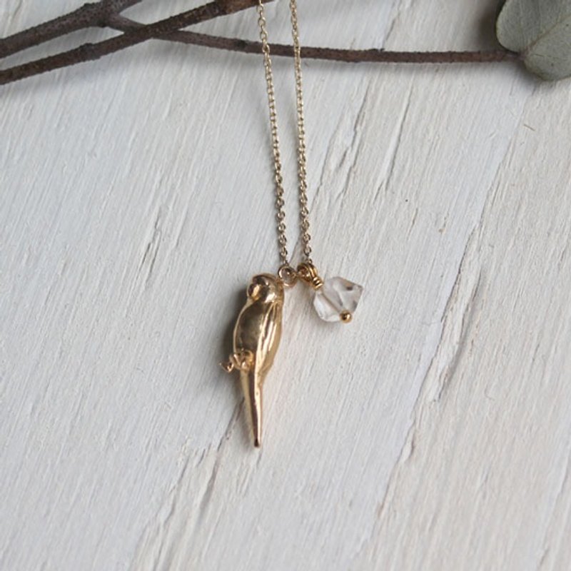 Parakeet necklace K14GF chain - Necklaces - Other Metals Gold