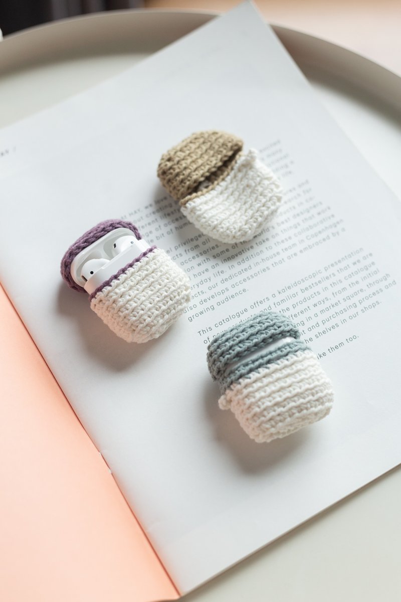 Airpods case crochet handmade - Phone Cases - Cotton & Hemp White