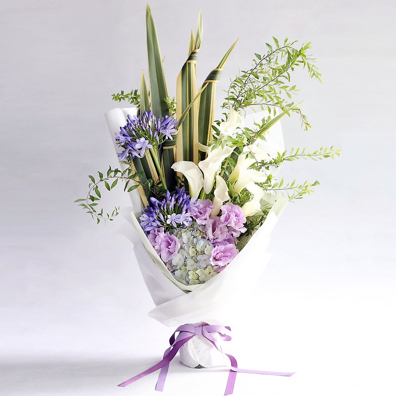卒業式の花束の設計図 - ドライフラワー・ブーケ - 寄せ植え・花 パープル