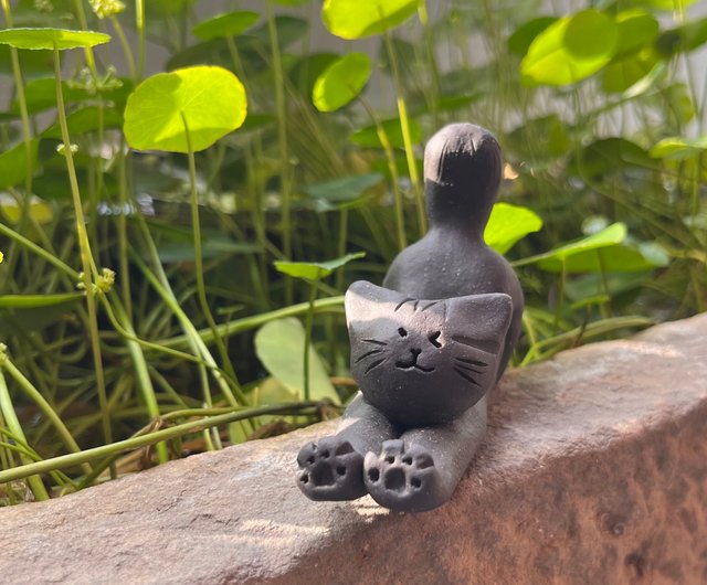 ヨガストレッチ猫/陶器人形 - ショップ tuoceramics 人形