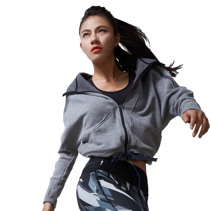 [MACACA] Warm City Hooded Jacket - BTW4132 Grey Twist - Women's Yoga Apparel - Polyester Gray