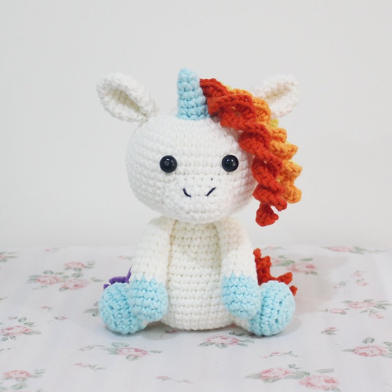 Rainbow Unicorn Rainbow unicorn Handmade crochet - Stuffed Dolls & Figurines - Cotton & Hemp Multicolor