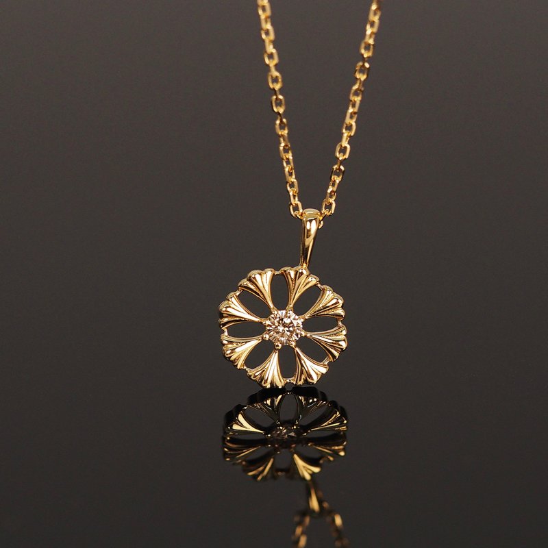 18K金向日葵花鑽石項鏈 18KGold The Diamond Sunflower Necklace - 項鍊 - 貴金屬 