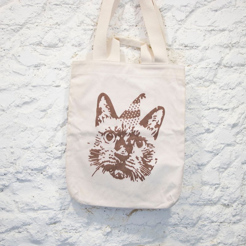 Cat Canvas Bag - Cat Head Card - Messenger Bags & Sling Bags - Cotton & Hemp Khaki