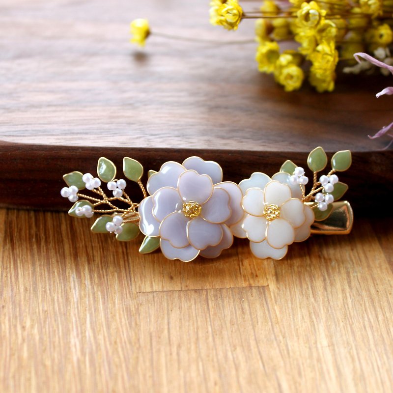[Flower Elf Hairpin] Morandi Color Flower Hairpin Bronze Resin Hairpin/Hair Accessories - เครื่องประดับผม - เรซิน 