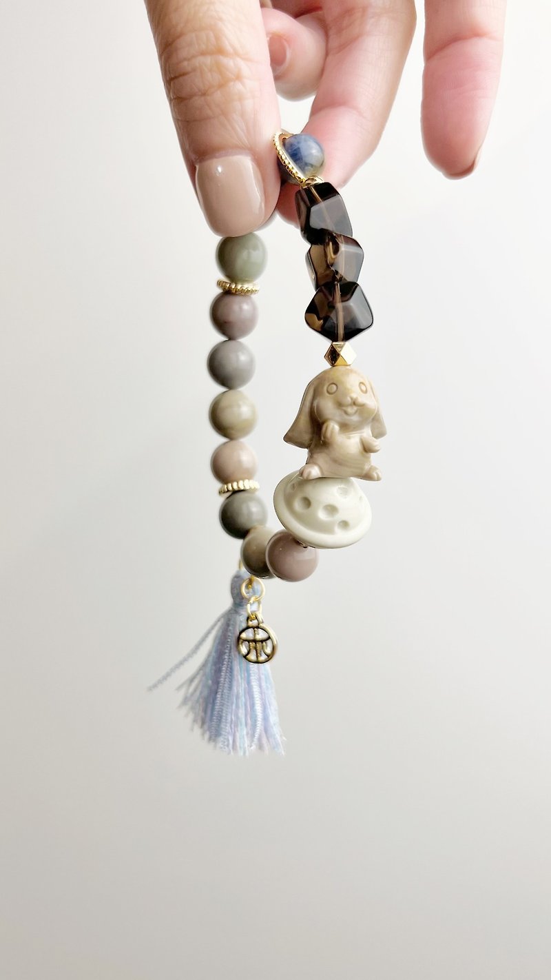 [Tutu Planet] Alxa Bracelet Oil Painting Stone Tea Crystal Lucky Bracelet - สร้อยข้อมือ - คริสตัล สีเทา