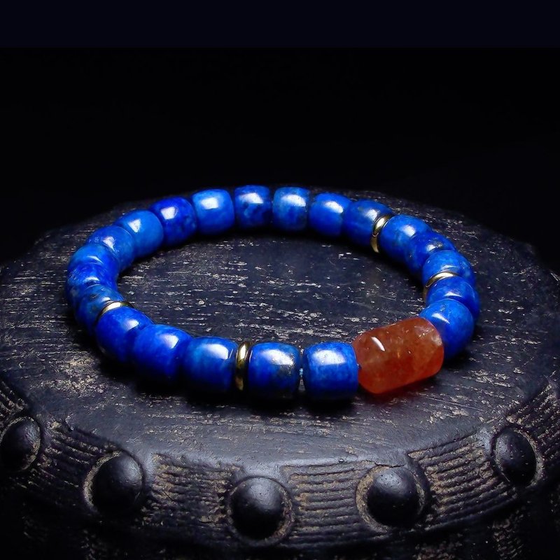 Golden Sunstone (Arusha) & Lapis Lazuli Power Bracelet | QBR-00130 - Bracelets - Crystal 