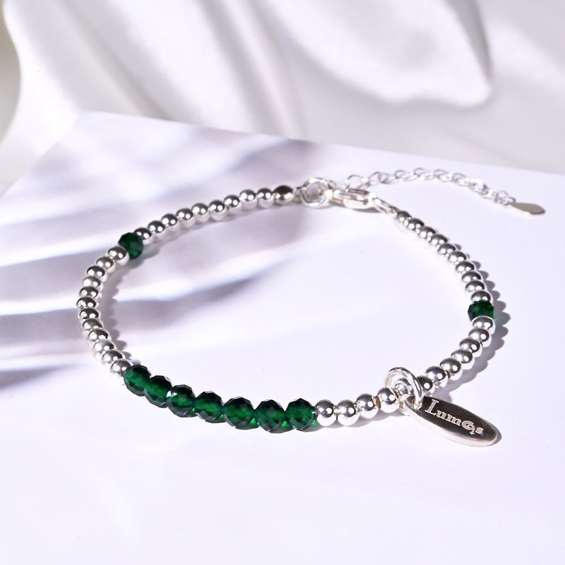Stone Collection | May Emerald Sterling Silver Bracelet - สร้อยข้อมือ - เครื่องเพชรพลอย สีเขียว