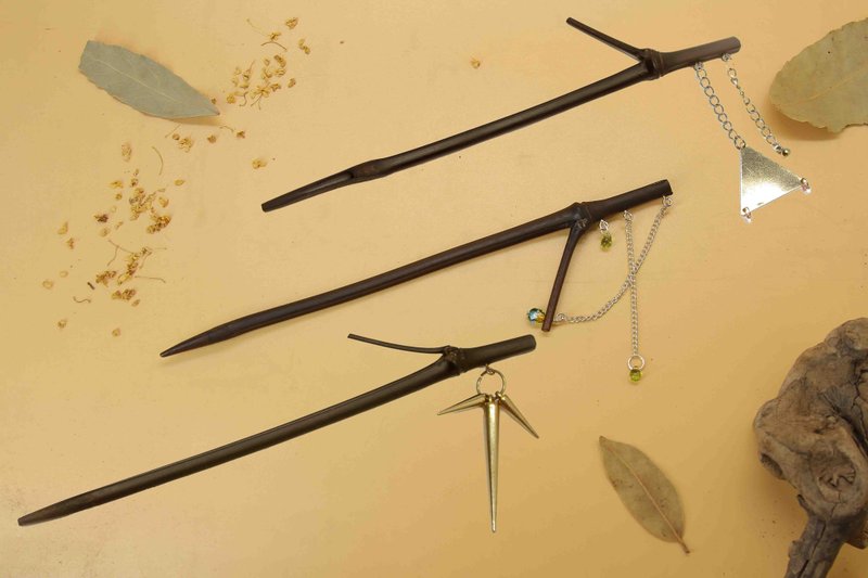 樣品特價清倉/原創新中式高級感古風流蘇步搖木頭竹子竹節發簪子 - 髮夾/髮圈 - 竹 多色