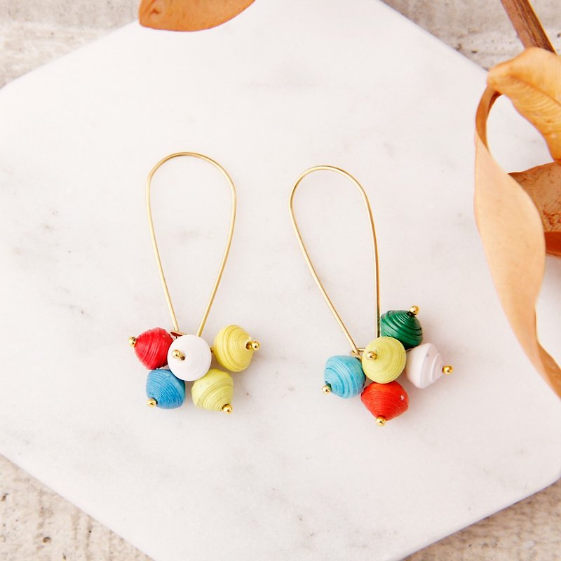 [Small paper hand made / paper art / jewelry] colorful beads beads beads earrings - ต่างหู - กระดาษ หลากหลายสี