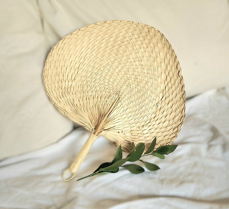 Thai Hand Fan-Handmade Fan-Palm Leaf-Hand Fan for Wedding-Natural Hand Fan - Items for Display - Plants & Flowers White