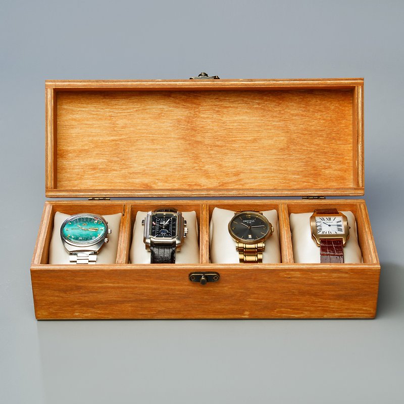 Handcrafted Watch & Jewelry Box: Engraved Display Case with Cushions - Men's & Unisex Watches - Wood 