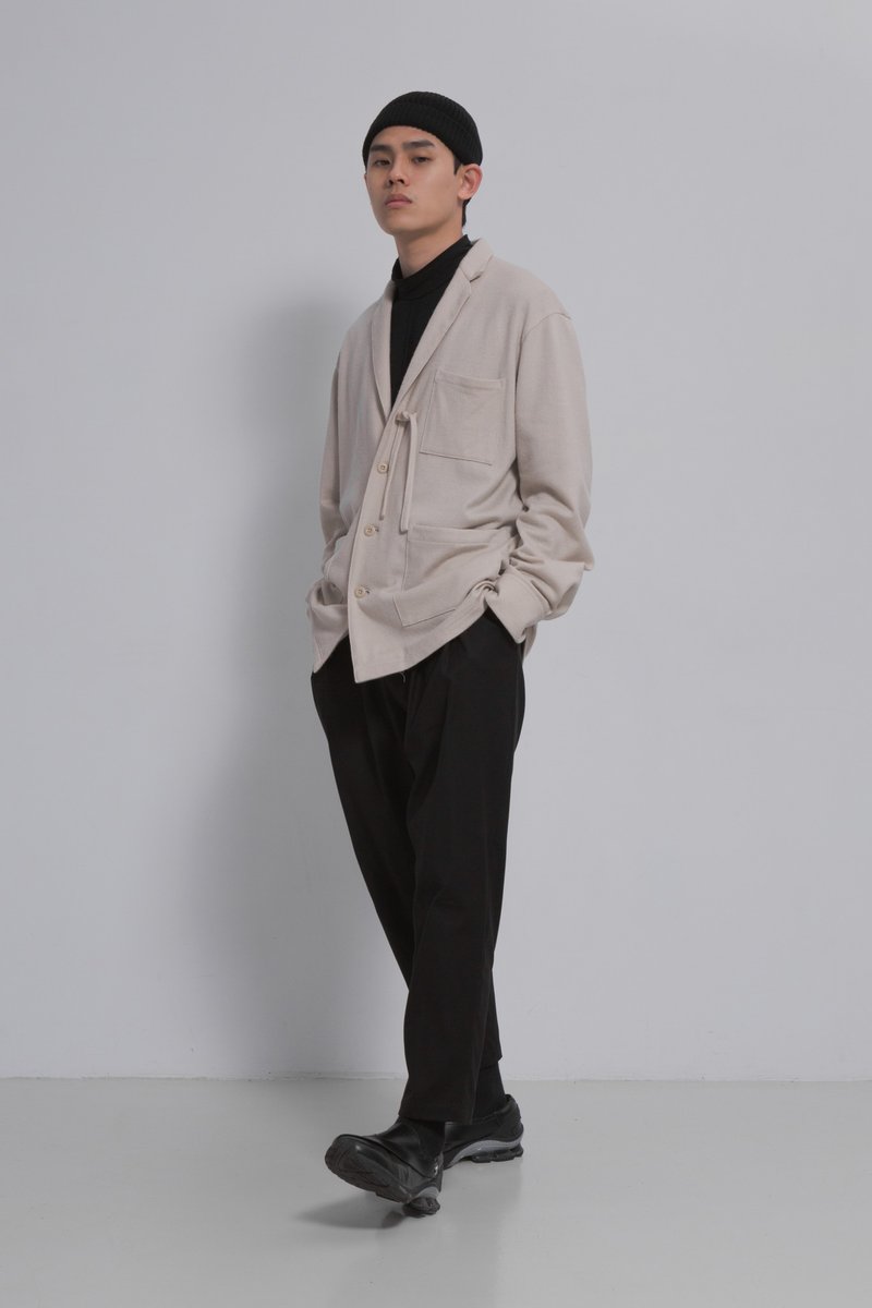 แจ็คเก็ตผ้าขนสัตว์คลุมไหล่ - เสื้อโค้ทผู้ชาย - ขนแกะ สีกากี