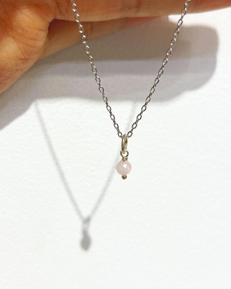 4MM Morganite Pendant - Necklaces - Semi-Precious Stones Pink