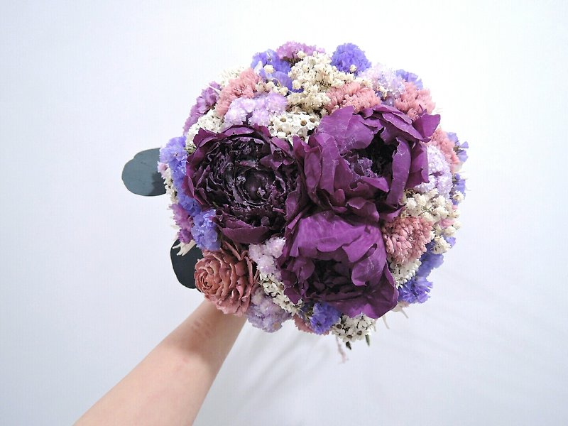 【花開富貴】乾燥新娘捧花 - 植栽/盆栽 - 植物．花 紫色
