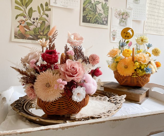 日没黄城城 バスケットの花 不滅の花 テーブル 鉢植えの花 新築祝いのオープニング 鉢植えの花 ショップ Lanemore 観葉植物 Pinkoi