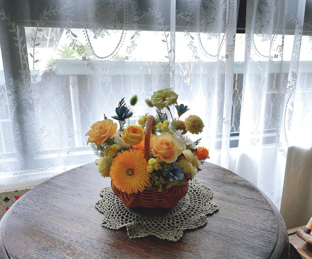 日没黄城城 バスケットの花 不滅の花 テーブル 鉢植えの花 新築祝いのオープニング 鉢植えの花 ショップ Lanemore 観葉植物 Pinkoi