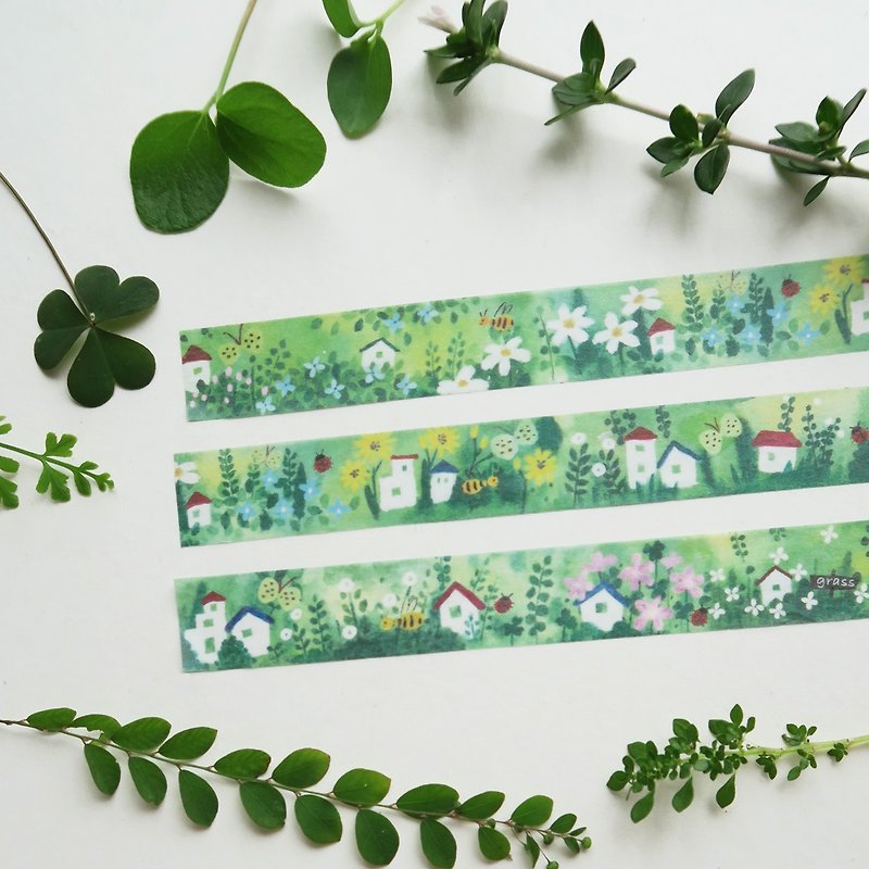 Grass house paper tape - Washi Tape - Paper Green