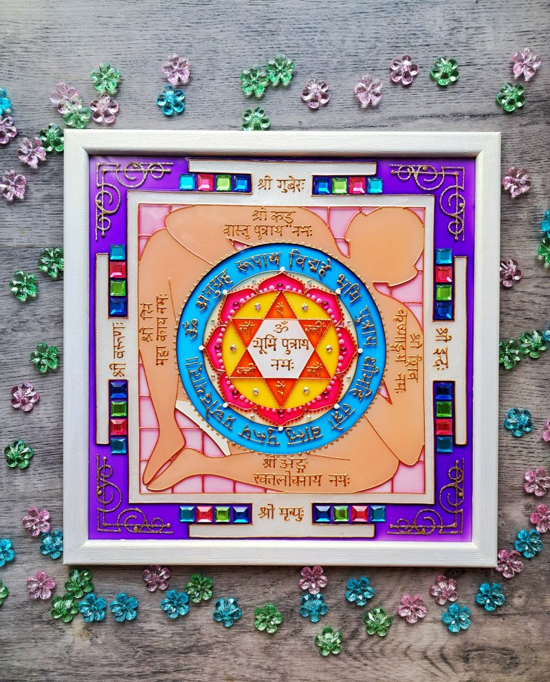 Vastu Purusha yantra Mandala wall art瑜伽装饰冥想神圣几何 - 壁貼/牆壁裝飾 - 玻璃 紫色