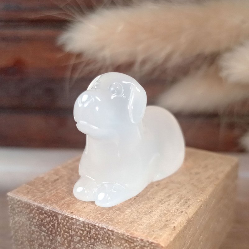小雕件 小品動物-狗 白玉髓 - 擺飾/家飾品 - 玉石 透明