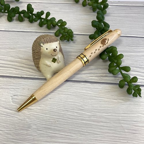 MOON Hedgehog 木製圓珠筆和筆盒楓木名字輸入免運費