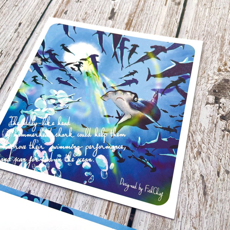 Encounter with Hammerhead Shark Framed Postcard - การ์ด/โปสการ์ด - กระดาษ 