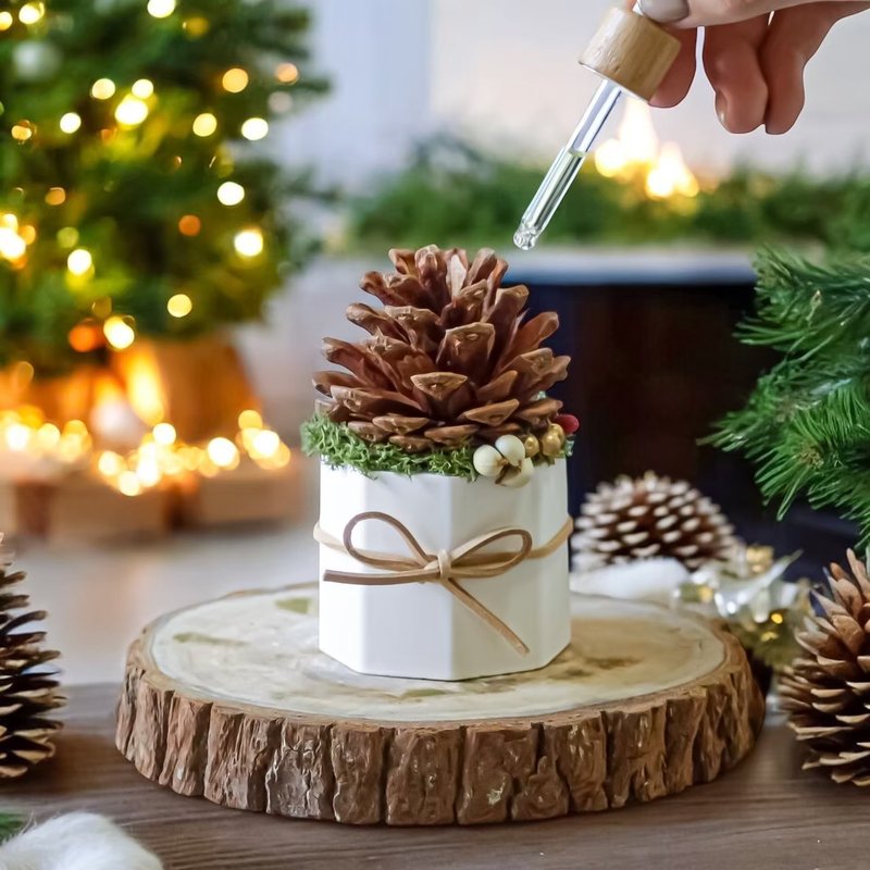 Lucky Pinecone Christmas Cocoa Pinecone Diffuser (Free 5ml Fragrance Oil) - น้ำหอม - วัสดุอื่นๆ สีนำ้ตาล