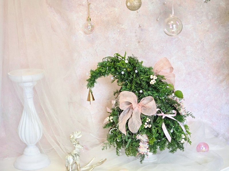 Pink snow elf hat mixed with pine Christmas tree fresh leaves and fresh woody scent - Plants & Floral Arrangement - Plants & Flowers 